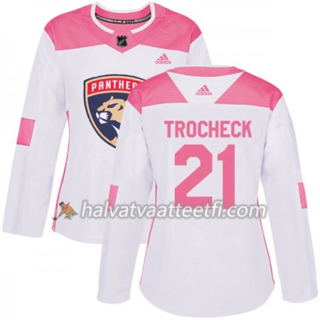 Naisten NHL Florida Panthers Pelipaita Vincent Trocheck 21 Adidas 2017-2018 Valkoinen Vaaleanpunainen Fashion Authentic